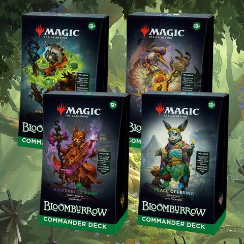 Magic: The Gathering Trading Card Game Bloomburrow Preorder Bundle of All 4 Commander Decks Animated Army, Family Matters, Peace Offering, and Squirreled Away