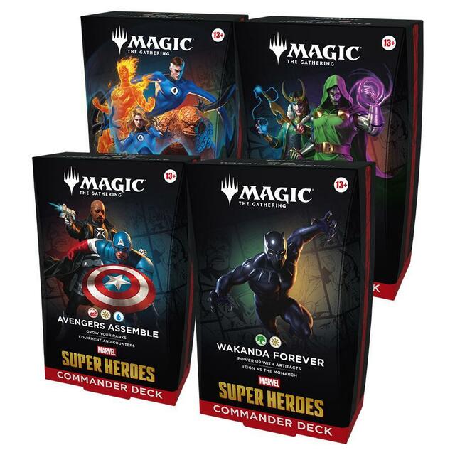 Magic the Gathering Trading Card Game Marvel Super Heroes Commander Deck Case of 4 Decks